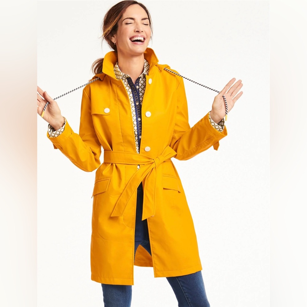 Talbots Women’s XS Adorable Yellow Long Hooded Trench Coat